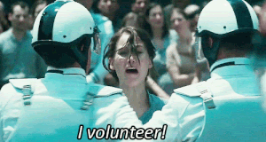 I volunteer hungergames gif