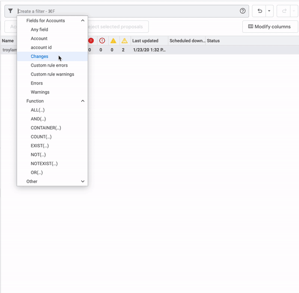 advanced search function