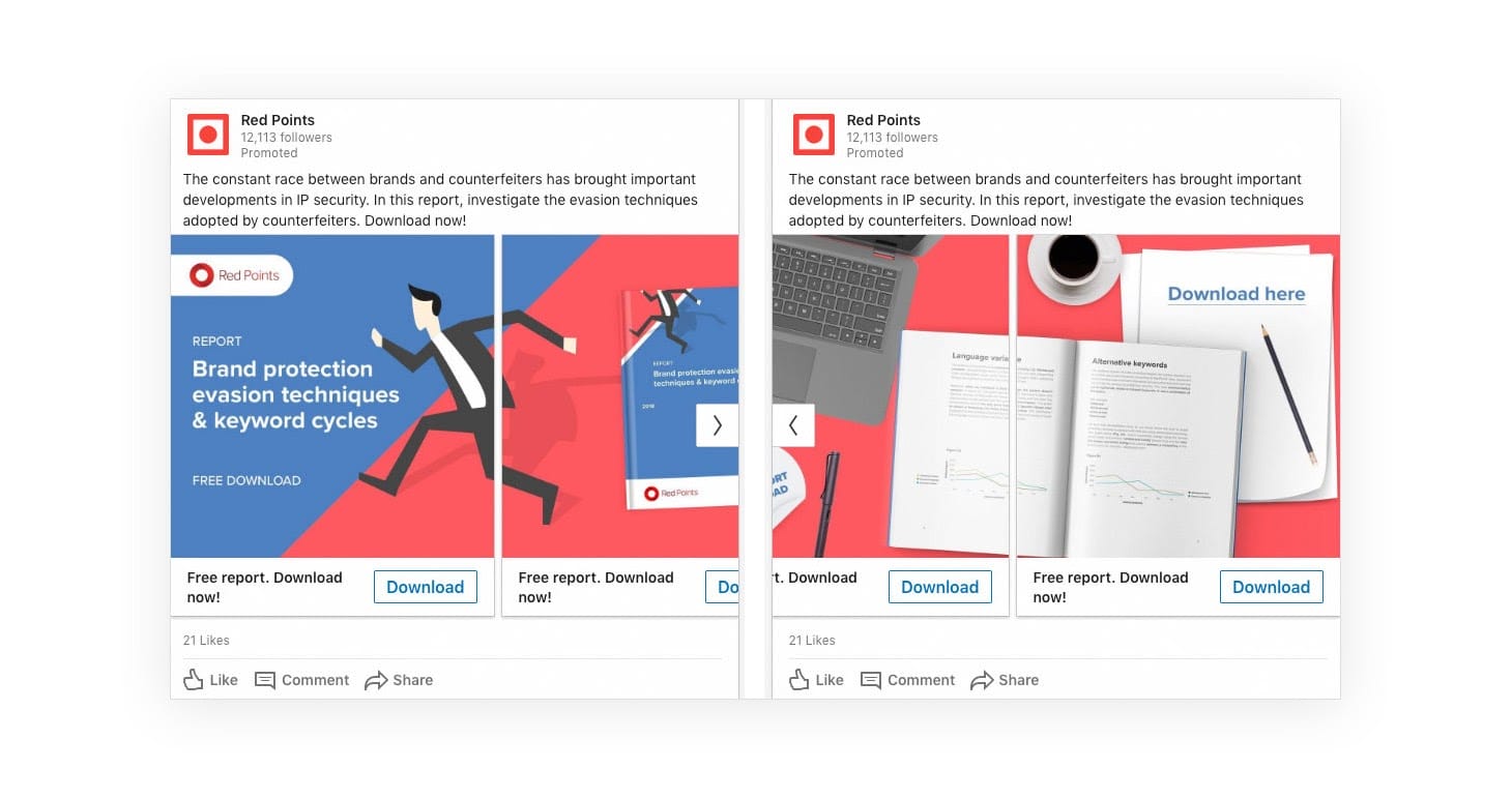 Red Points LinkedIn ad example carousel ad
