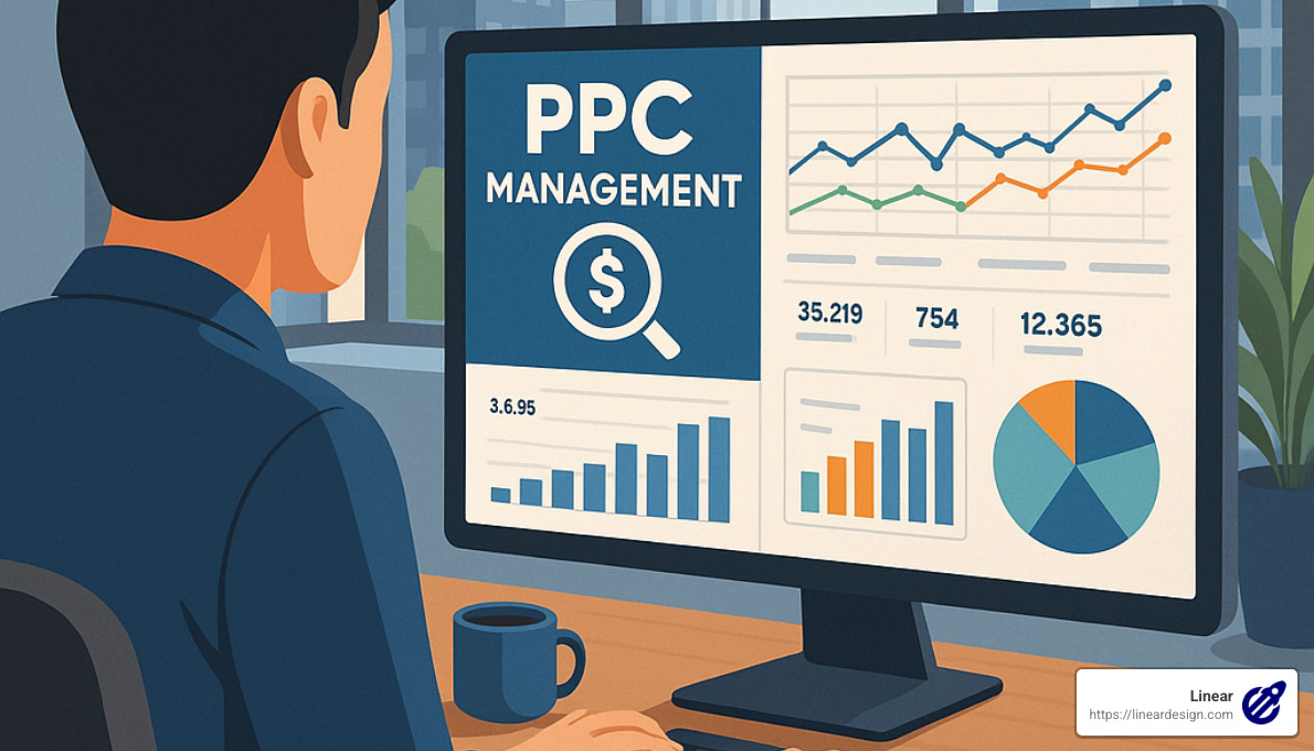 Image of people optimizing PPC campaigns, showing the management process