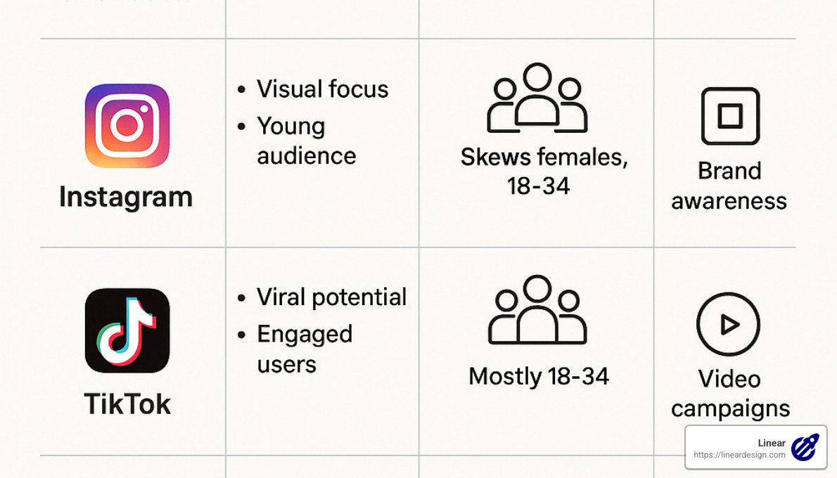 Matrix of ad platforms showing strengths, audience demographics, and best use cases for each - best ppc management company