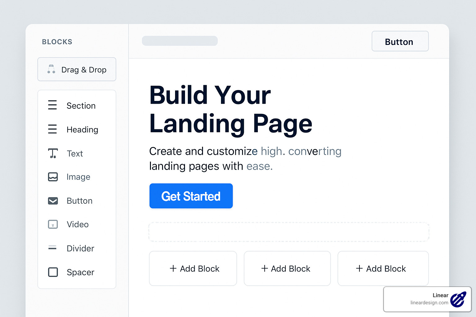 drag and drop landing page builder interface - landing page design for affiliate marketing
