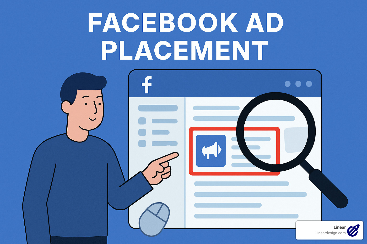 Grid showing different facebook ad placement options with visual examples - facebook ad placement
