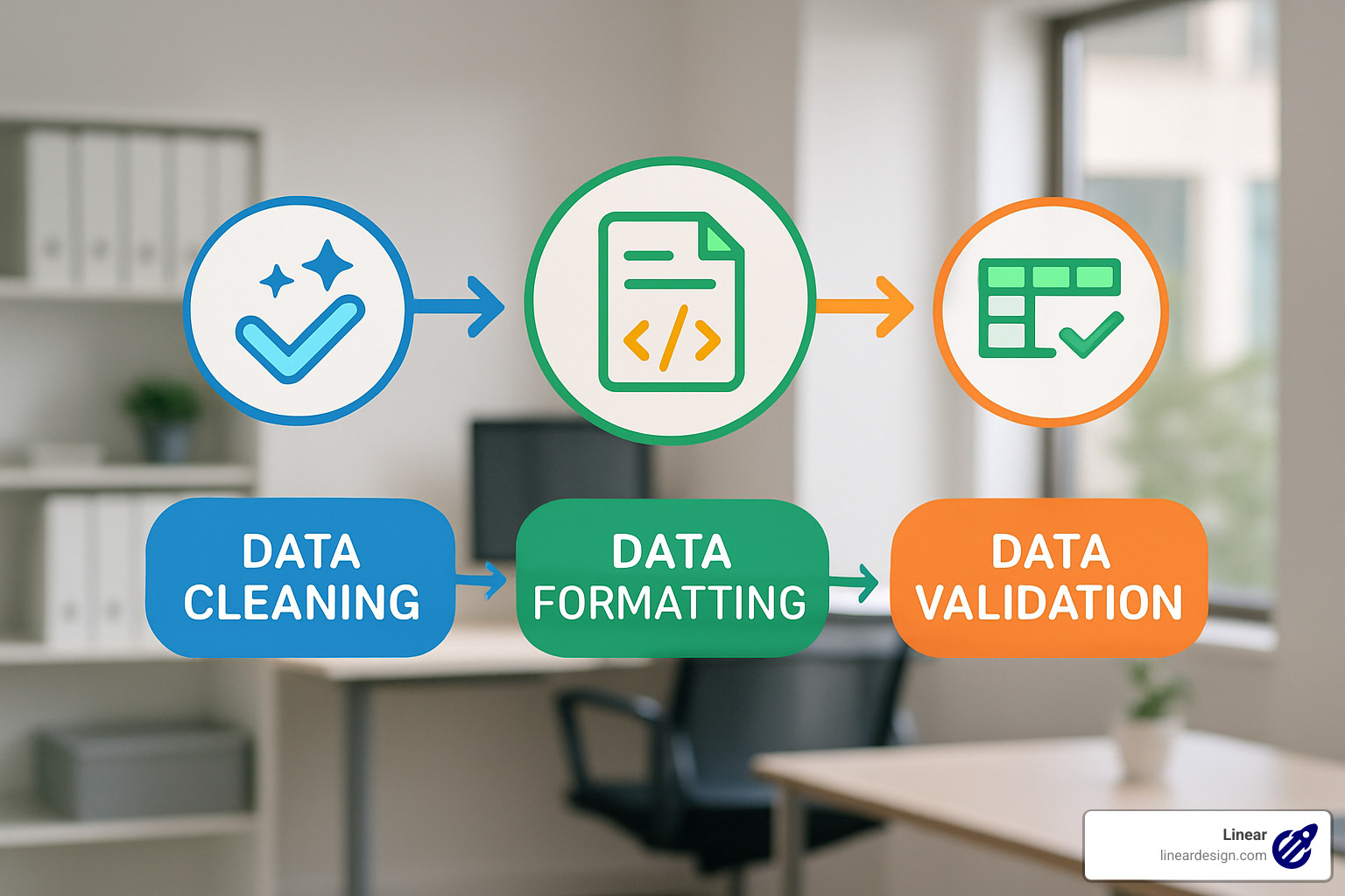 Data preparation workflow showing cleaning, formatting and validation steps - google ads data manager