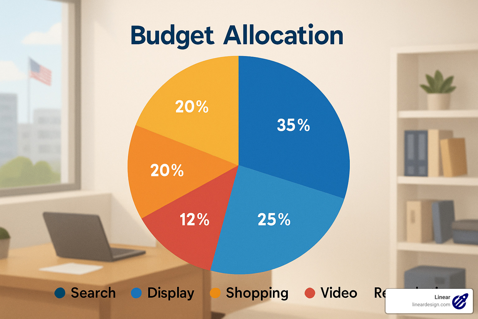 Budget allocation chart showing distribution across campaign types - google ppc management