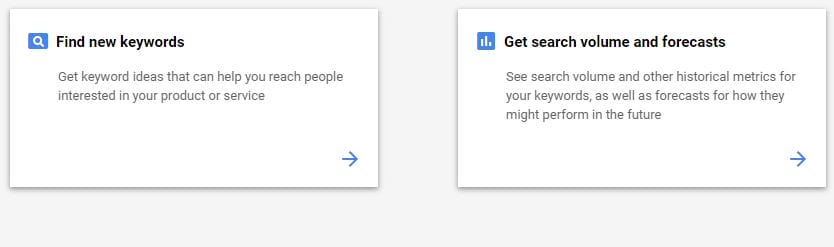 9 google keyword planner options
