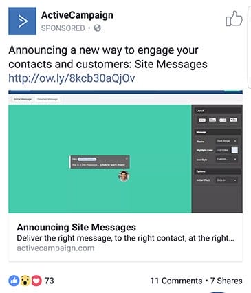 Active Campaign Facebook ad