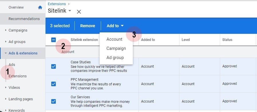 Add Google Ad Extensions to an Existing Campaign 1