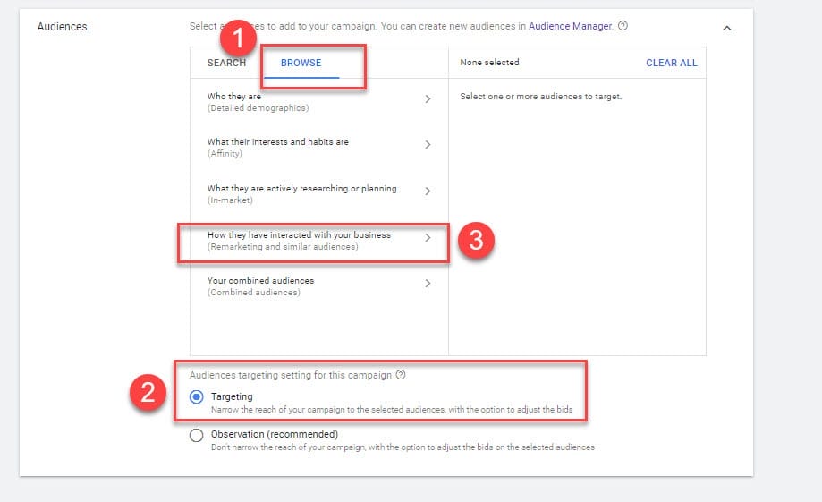 add rlsa audience to ad group or campaign