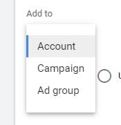create google ad extensions 3 set up extension add to level