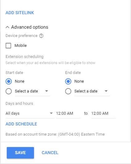 create google ad extensions 6 advanced options