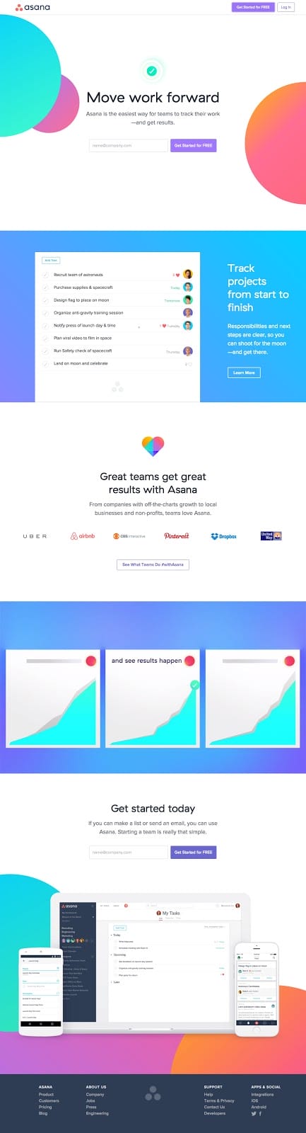 Best Landing Pages Asana