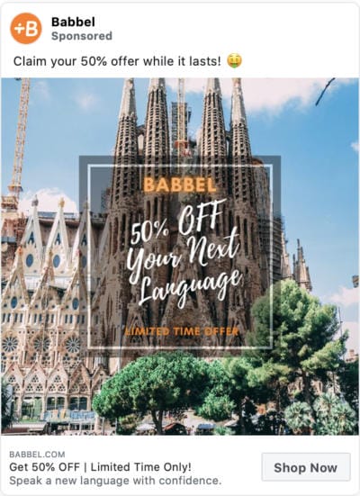 babbel facebook ad 3