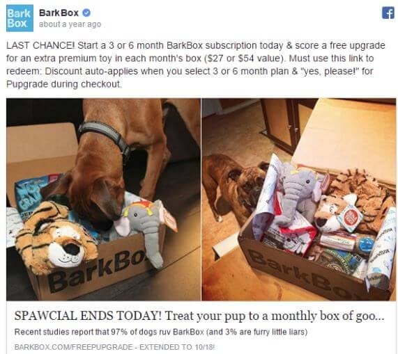 barkbox facebook ad