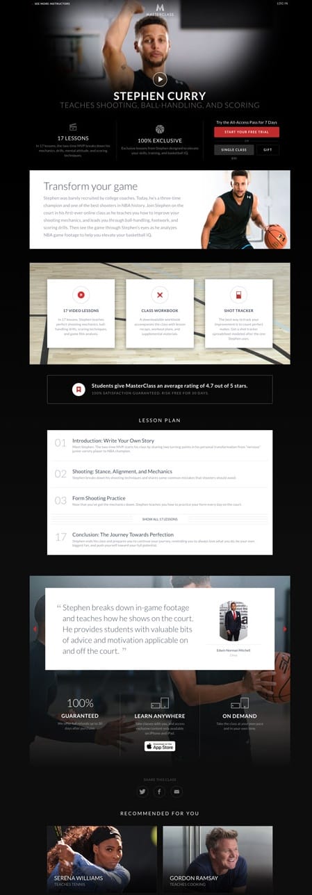 best landing page examples masterclass
