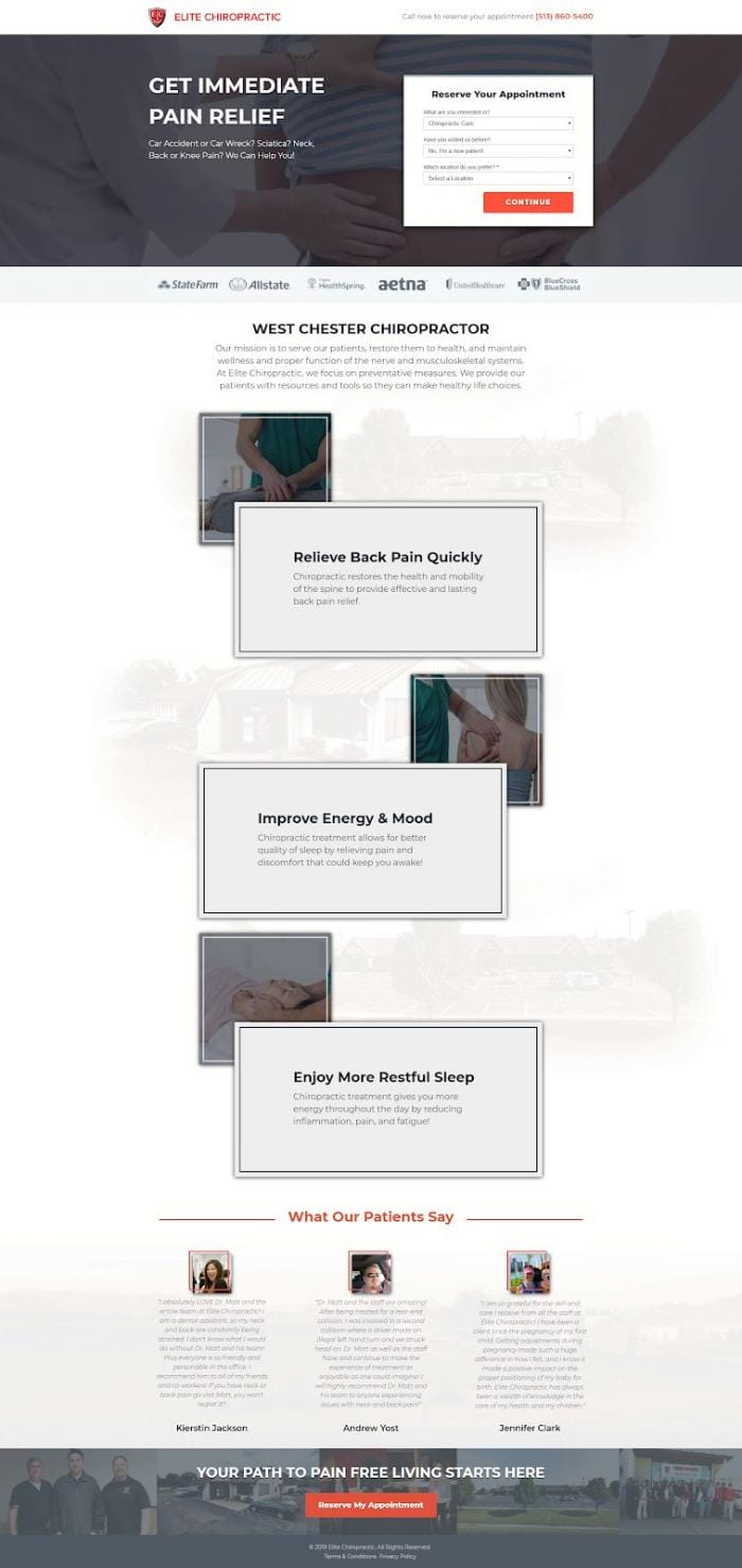 Best Landing Pages Elite Chiropractic
