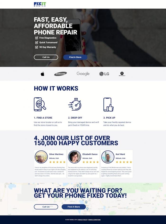Best Landing Pages Fixit Mobile