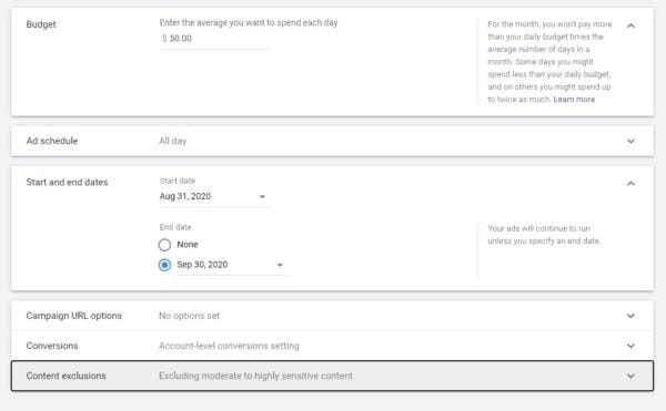 Budget end date tracking