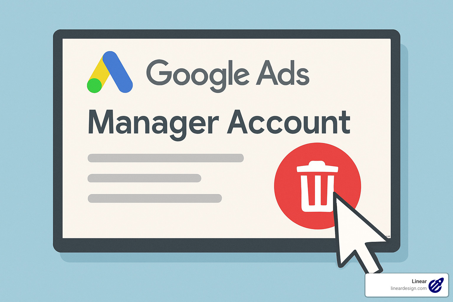 Google Ad Manager interface showing the Account actions section in Global settings - how to delete google ads manager account