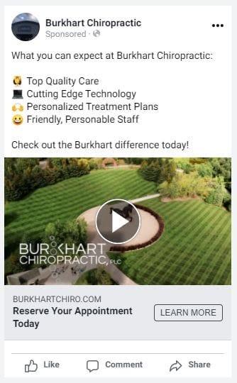 Effective chiropractic ad CTA