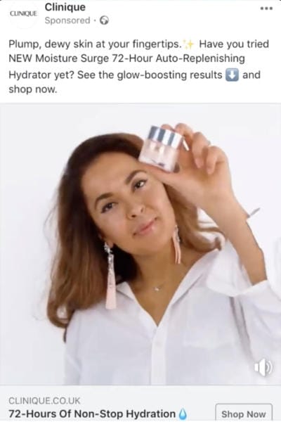 clinique Facebook brand awareness ad 2