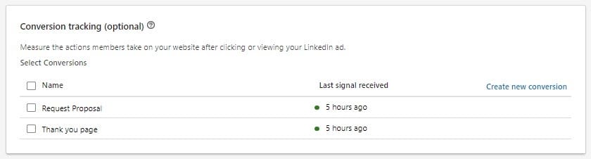 Conversion tracking pages
