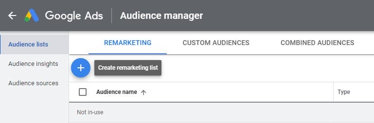 create google ads remarketing list