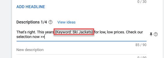 dynamic keyword insertion manual description example