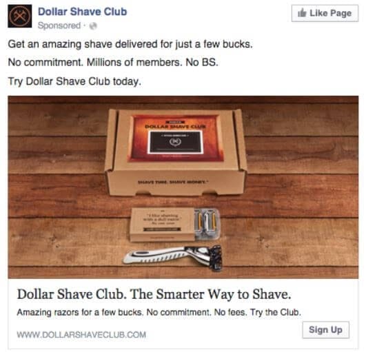 dollar shave club facebook ad