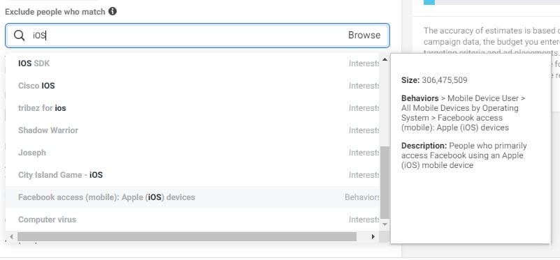 exclude apple audiences from detailed targeting 