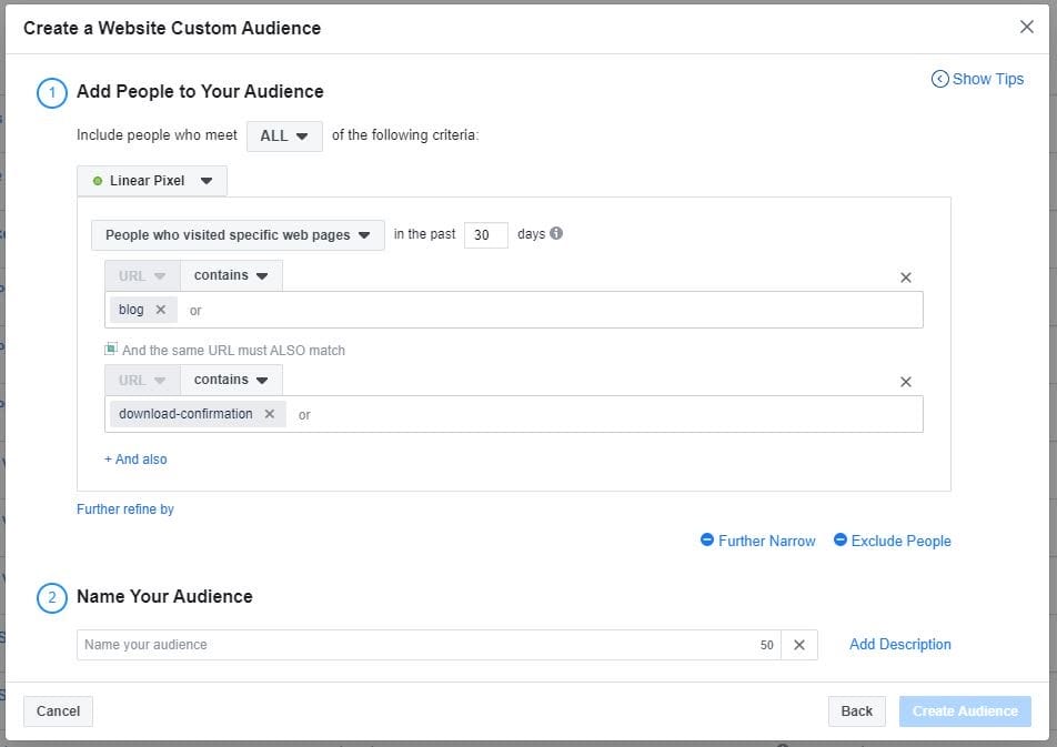 facebook ads retargeting downloads