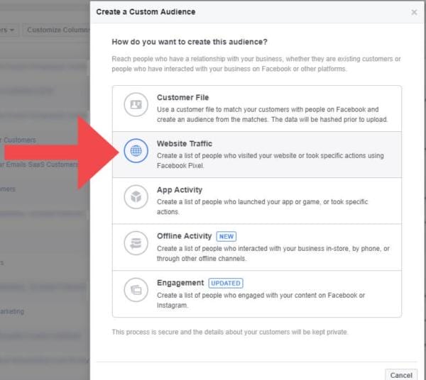 Facebook Custom Audience Website Traffic 1