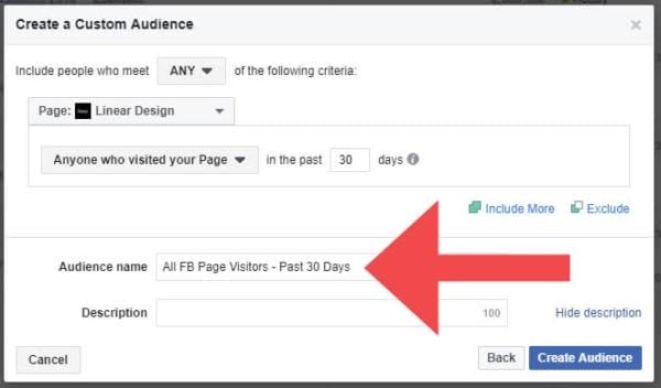 Facebook Page Visitors Custom Audience