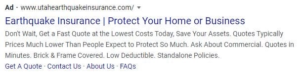 fear ad copy example