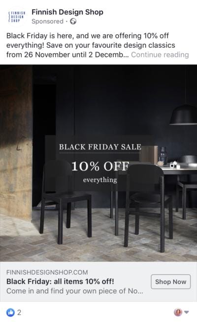 finnish design shop facebook ad
