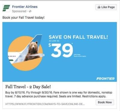 frontier facebook ad