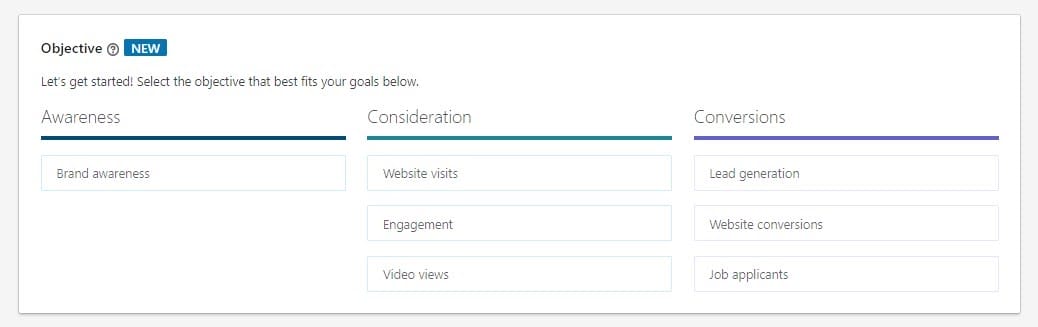 Linkedin objective based campaigns