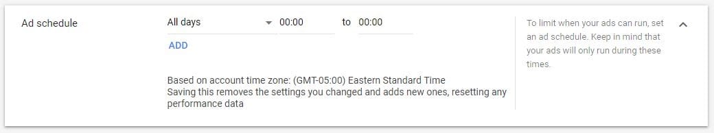 google ads campaign settings ad schedule