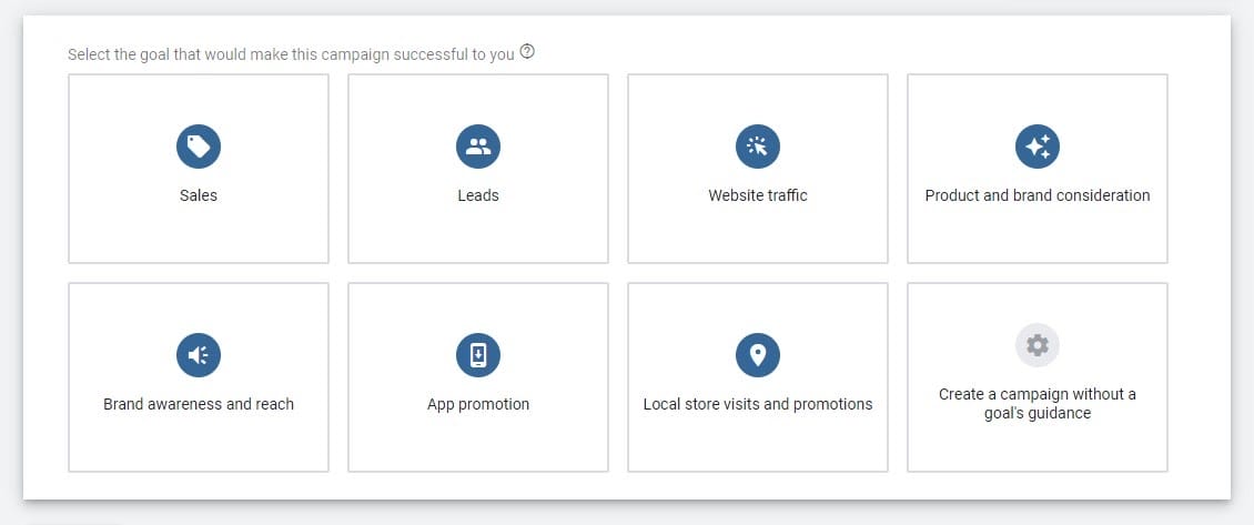 google ads campaign settings goal