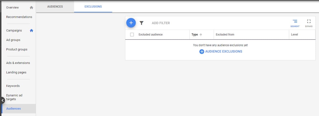 google ads optimization audience exclusions