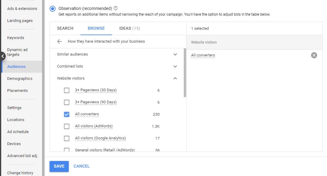 google ads optimization audiences