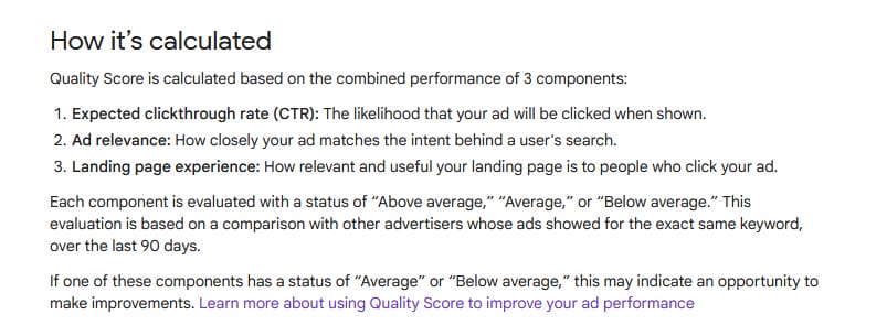 google ads quality score guidelines