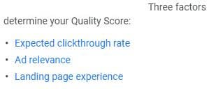 Google Quality Score Factors