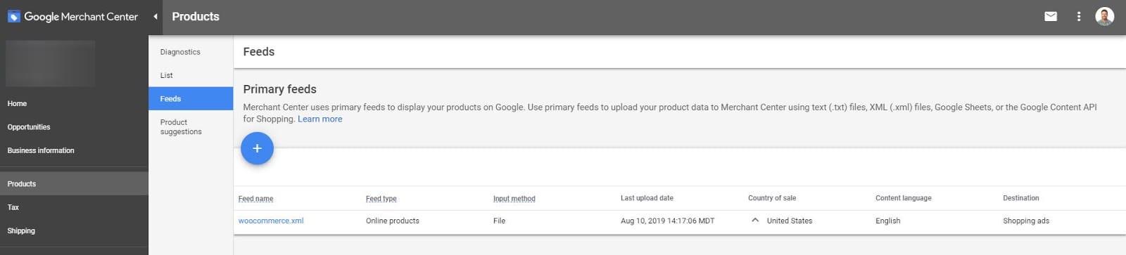 Google Shopping Ads Merchant Center Product Feed