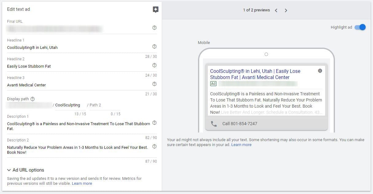 google text ad