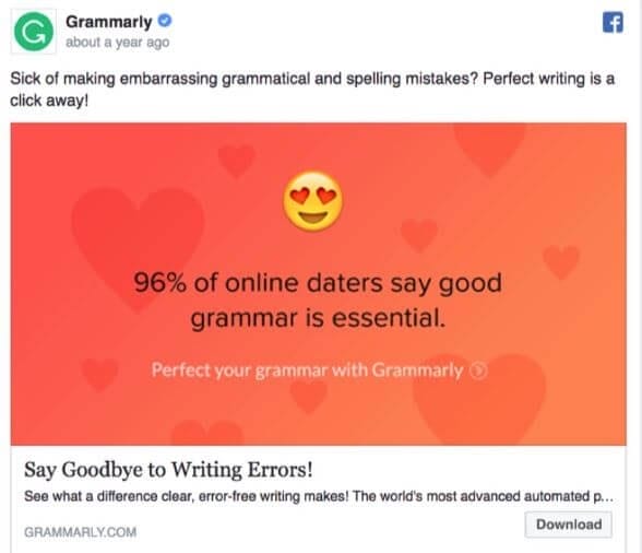 grammarly facebook ad