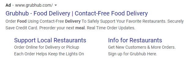 grubhub ppc ad copy