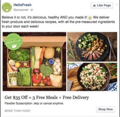 hellofresh facebook ad