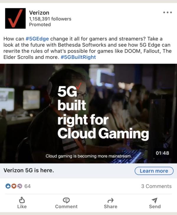 Verizon LinkedIn Video Ad Example
