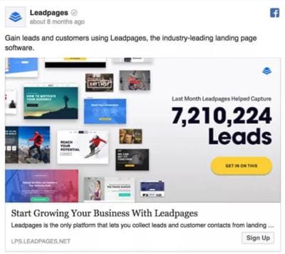 leadpages facebook ad